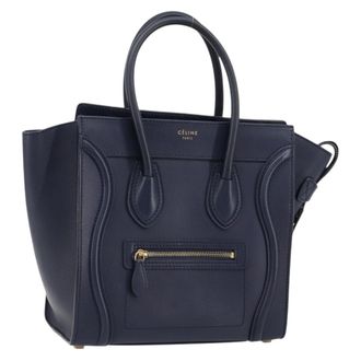 Celine Tricolor Luggage Bag Leather Navy Leather Handbag (Pre-Owned)