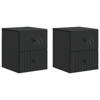 vidaXL Mesita De Noche De Pared 2 Pcs Negro 33 X 34,5 X 40 Cm Vidaxl