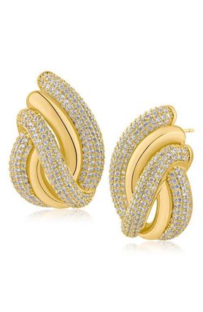 Kenneth Jay Lane Pav&eacute; Cubic Zirconia Swirl Earrings in Gold Plated at Nordstrom