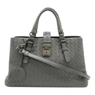 Bottega Veneta Pre-owned Handbags, female, Gray, Size: ONE SIZE Pre-owned Intrecciato Small Roma 2way bag