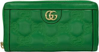 Gucci Green Leather Long Wallet (Bi-Fold) (Pre-Owned)