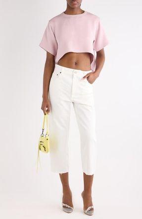 Balenciaga Silk & Wool Crop Training Top in 5663 Fuxia at Nordstrom, Size 44