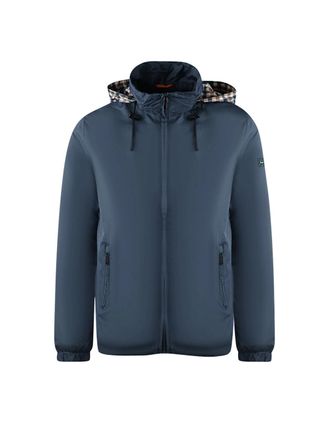 Aquascutum Womens Aquascutum Plain Navy Blue Hide Hood Lightweight Jacket - Size: 10/8