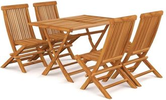 vidaXL Set da Pranzo da Giardino 5 pz in Legno Massello di Teak vidaXL