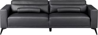 Beliani Upholstered 3 Seater Sofa Adjustable Backrest Height Faux Leather Black Ange