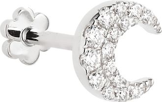Maria Tash Diamond Moon Threaded Stud Earring in White Gold at Nordstrom, Size 5.5 Mm