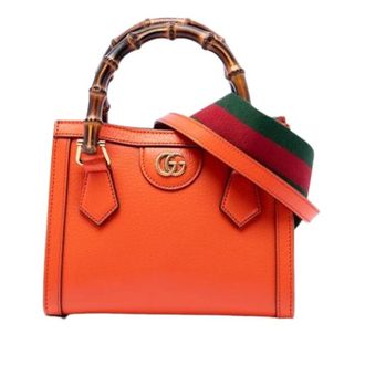 Gucci Pre-owned Diana Handtas - Dames - Pre-owned - Oranje - Maat: ONE Size Leer