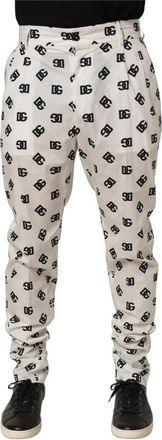 Dolce & Gabbana Logo Skinny Leg Dress Trouser Pants - Heren - Slim Fit Broeken - Wit - M - Katoen - Broeken