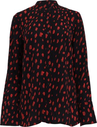 Proenza Schouler Printed Long Sleeve Blouse in Black Silk