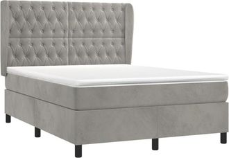vidaXL Cama Box Spring Con Colch&oacute;n Terciopelo Gris Claro 140x200 Cm Vidaxl