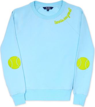 Ame & Lulu Love All Sweatshirt in Light Blue Tennis Patches at Nordstrom, Size X-Small