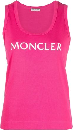 Moncler logo-print tank top - women - Cotton/Spandex/Elastane - M - Pink