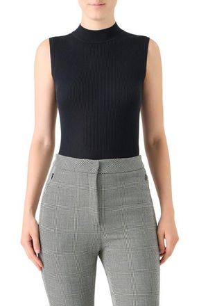 Akris Rib Silk & Cotton Sleeveless Sweater in Black at Nordstrom, Size 10