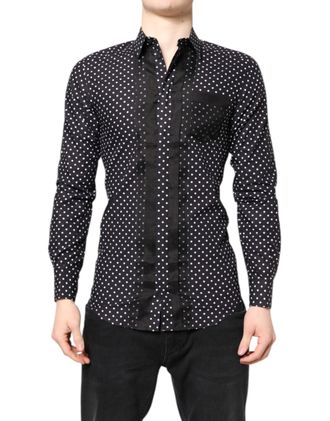 Dolce & Gabbana Polka Dot Cotton-Silk Shirt - Black