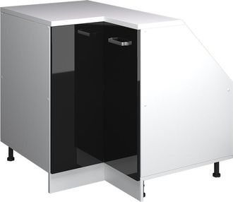 Vicco Armario Para Techo Inclinado Armario De Esquina Rion, Negro Brillo Intenso, 75.6 X 81.6 Cm Con 1 Puerta, Carcasa Del Armario 60 Cm De Profundidad, Vic