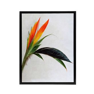 Artery8 Bird Of Paradise Tropical Flower Framed Canvas Wall Art Print | Size: W24 x H32