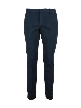 Dondup Blue Gaubert Textured Stretch Cotton Trousers
