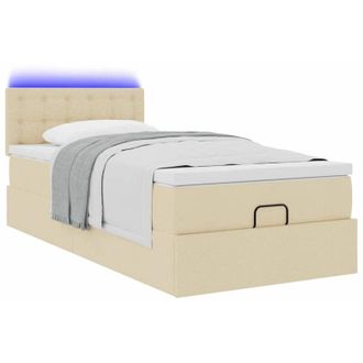 vidaXL Cama Otomana Con Colch&oacute;n De Tela Color Crema 100x200 Cm Vidaxl