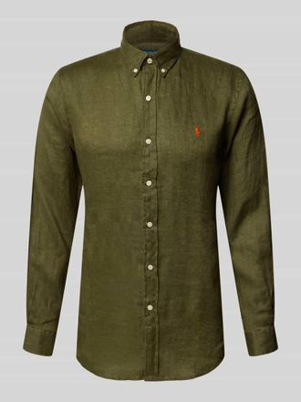 Polo Ralph Lauren Slim Fit Freizeithemd aus reinem Leinen in Oliv, Gr&ouml;&szlig;e XXL