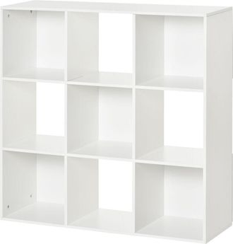 HOMCOM Homcom - Estanter&iacute;a Librer&iacute;a 3 Niveles Armario de Almacenamiento Madera 9 Cubos