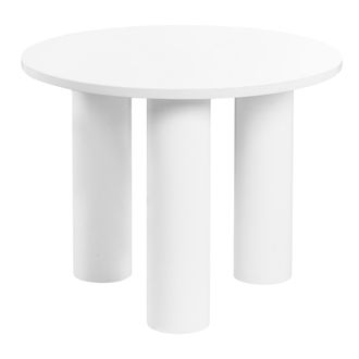 Beliani Mesa De Centro Redonda Decorativa De Madera Blanca Estilo Retro Sala De Estar Senoia
