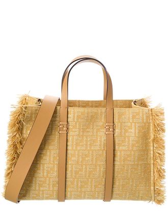 Fendi Summer Jacquard & Raffia Tote