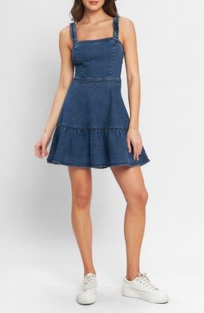 Flying Tomato Fit & Flare Denim Minidress in Medium Indigo at Nordstrom Rack, Size X-Large