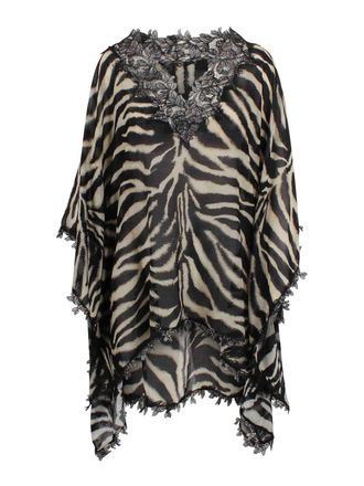 Ermanno Scervino Short cotton and silk kaftan with lace