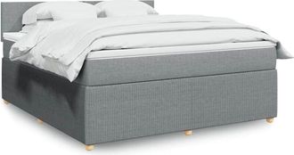 vidaXL Vidaxl - Cama Box Spring Con Colch&oacute;n Tela Gris Claro 180x200 Cm