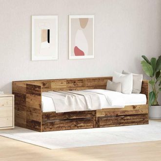 Berkfield Home Daybed with Drawer Old wood Engineered wood 75 x 190 cm Durable in Brown