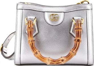 Gucci Diana NM Bamboo Handle Tote Leather Mini crossbody bag - Zilver