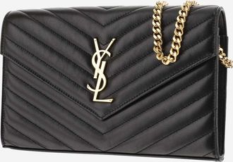 Saint Laurent Womens Clutch Cassandre Lamb Leather Black Wallets & Purses