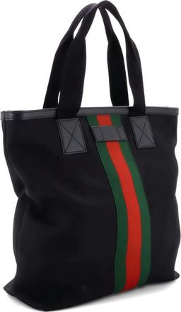 Gucci Web Shopping Techno canvas grote shopper - Zwart