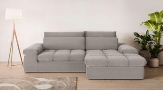 HOME AFFAIRE Ecksofa »ALVERIE mit Recamiere, moderne Steppung, Masse: B/T/H 274/203/106 cm« L-Form mit Wellenunterfederung, mit 4 Rückenkissen, pflegeleicht Stoff