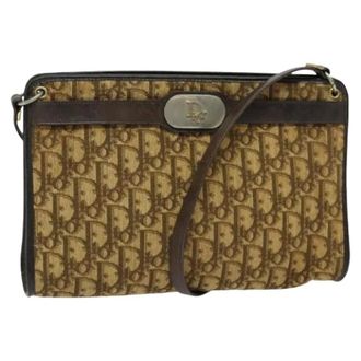 Dior Pre-owned Cross Body Bags, female, Brown, Size: ONE SIZE Pre-owned Vintage Trotter Canvas Shoulder Bag