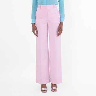 Moschino Ladies Pink Straight-Leg Trousers, Brand Size 36 (US Size 2)