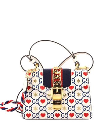 Gucci Sylvie Top Handle Bag Limited Edition Valentines GG Printed Leather Mini satchel - Wit