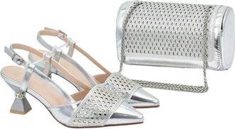 Generic Design Wedding Matching Shoe And Bag Decorated With Rhinestone Wedding Shoes And Bags Set For Women