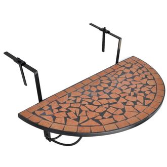 Berkfield Home Hanging Balcony Table Terracotta Mosaic in Brown