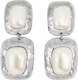 Petit Moments Martina Drop Earrings in Silver/Pearl at Nordstrom