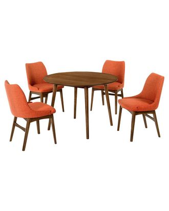 Armen Living Arcadia And Azalea 42In Round Wood 5Pc Dining Set