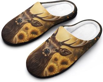 Generic Deer Sunflower Mens Slippers Comfortable And Non-slip Cotton Slipper Shoe for House