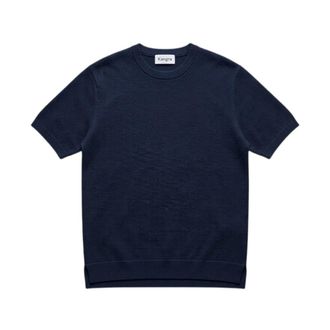 KANGRA Round-neck Knitwear, male, Blue, Size: M Seta-Cotone Elegante T-shirt