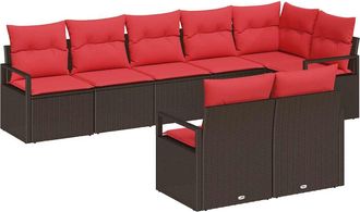 vidaXL Conjunto De Sof&aacute;s De Jard&iacute;n 8 Uds. Marr&oacute;n Y Rojo Vidaxl