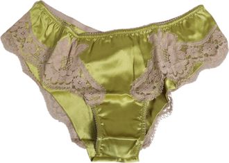 Dolce & Gabbana Green Silk Satin Lace Trim New Slip Womens Underwear
