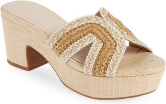 Chocolat Blu Gen Platform Sandal in Tan Raffia at Nordstrom, Size 8.5