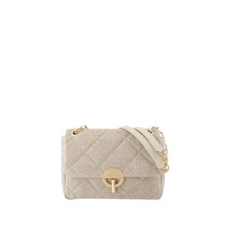 Vanessa Bruno Shoulder Bags, female, Beige, ONE SIZE, Beige Linen Moon Bag Double Wear