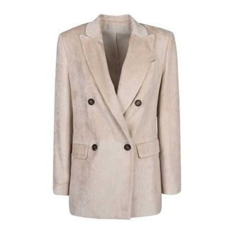 Brunello Cucinelli WomenS Pink Beige Double Breasted Jacket, Size 10