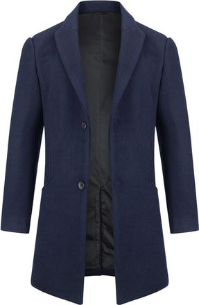 AlltheMen Mens Wool Trench Coat Winter Warm Jacket Classic Long Woolen Overcoat Slim Fit Thickened Windbreaker Navy XXL