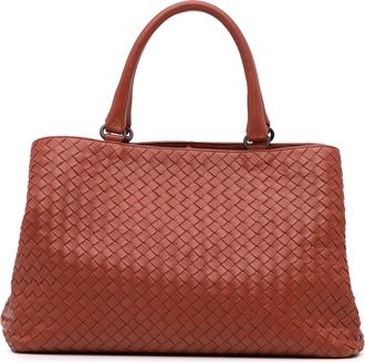 Bottega Veneta Pre-owned Womens Woven Leather Tote Handbag - Brown - One Size